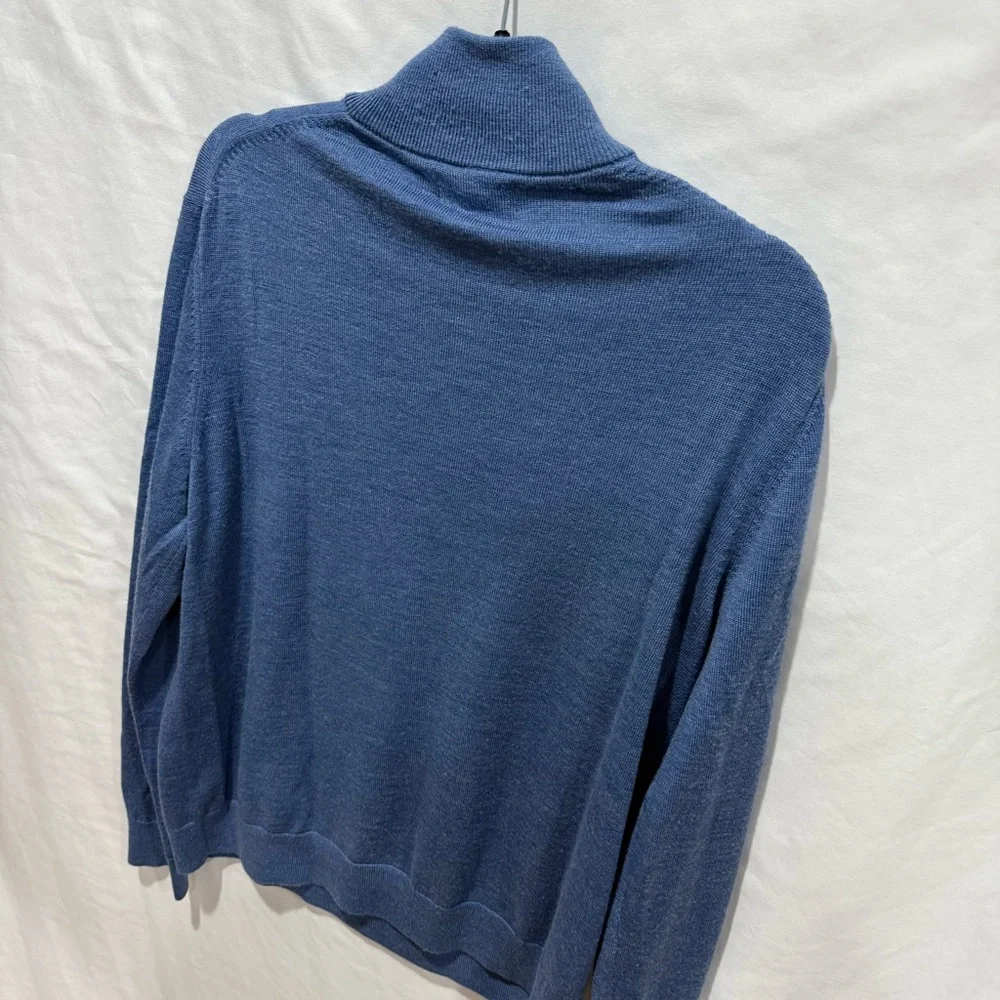 Banana Republic 100%‎ Merino Wool Quarter-Zip Sweater Blue Large Layering